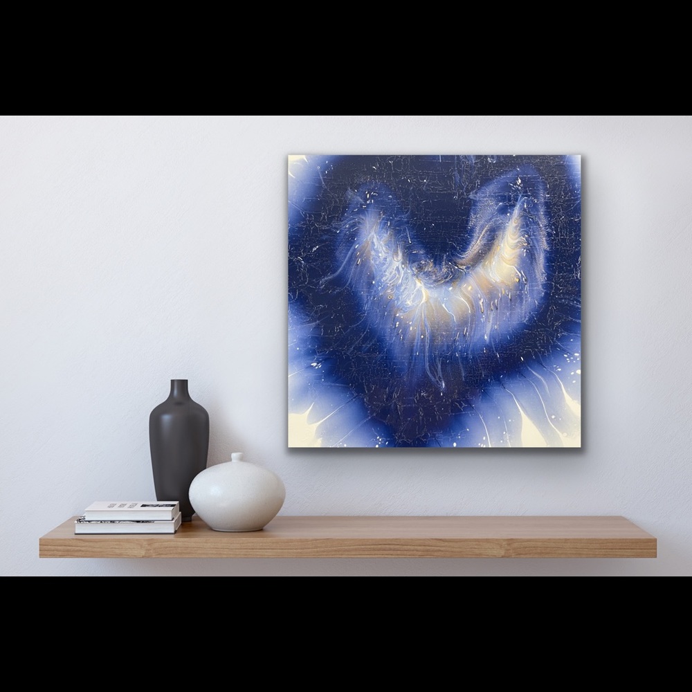Painting - Fluid Art Original On 14x14 Canvas - LOVE
